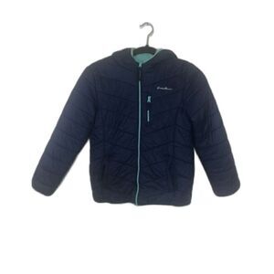 EDDIE BAUER Jacket Kids Size Medium (10/12) Blue Youth Deer Harbor Reversible